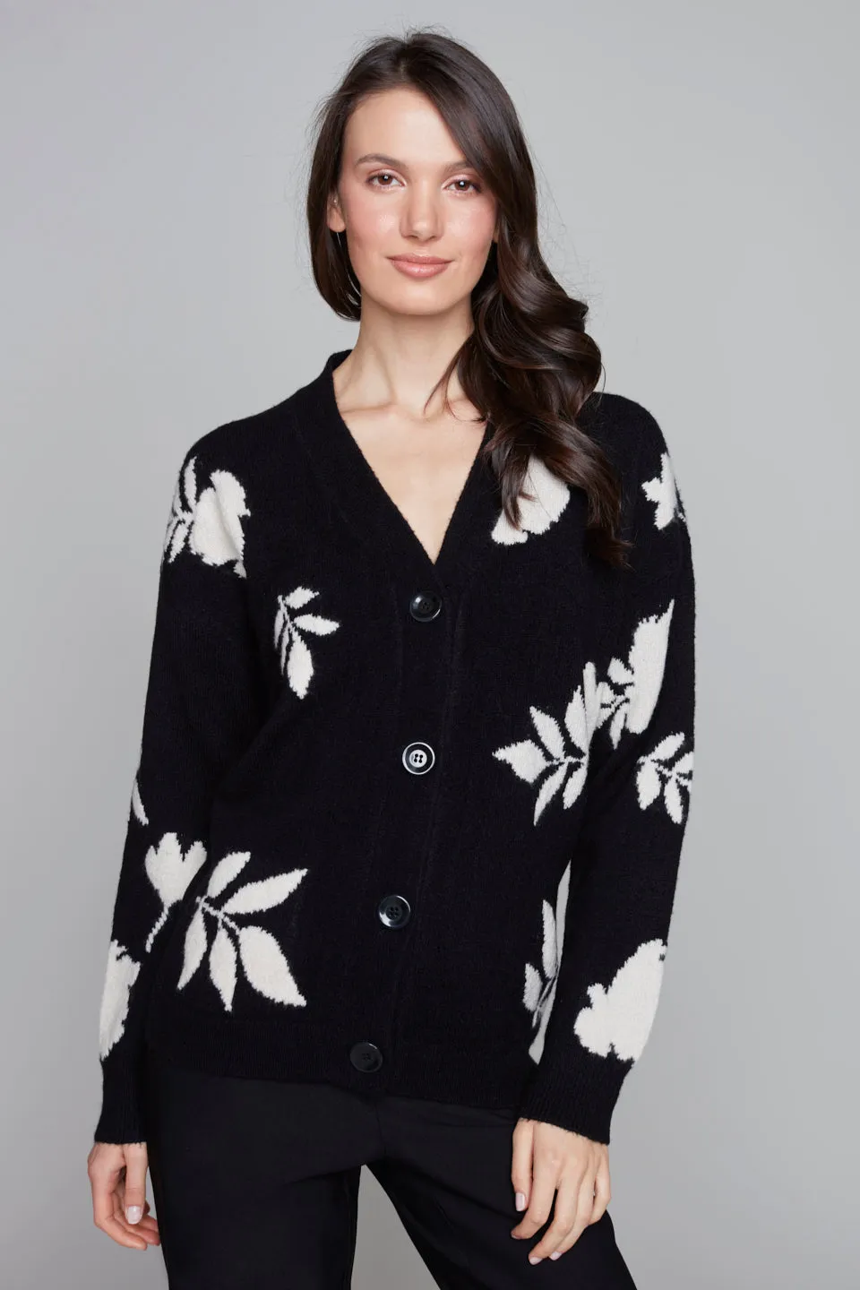 Flower Botton Front Sweater
