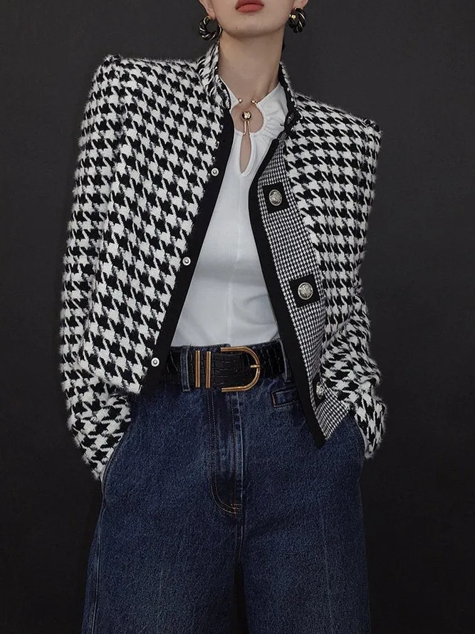 Flytonn-Winter Outfits Christmas Thanksgiving Gift New Year's Eve Outwear Long Sleeves Loose Printed Stand Collar Jackets Outerwear