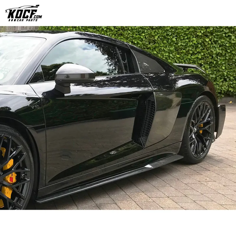 For 2017-2019 Audi R8 V10 PLUS Carbon Fiber Side Skirts Extensions Add-on