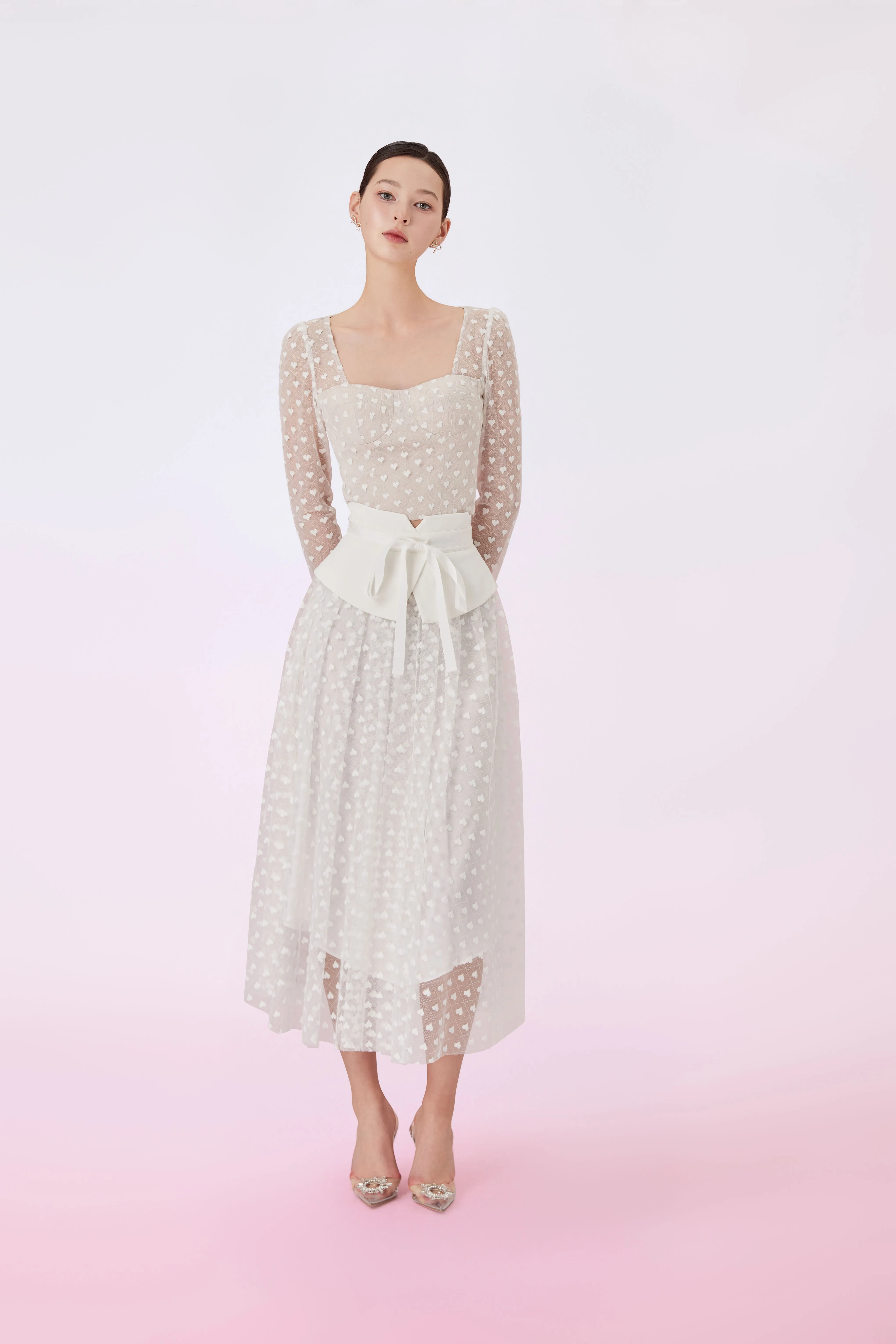 Genette Cream In Heart Lace Top