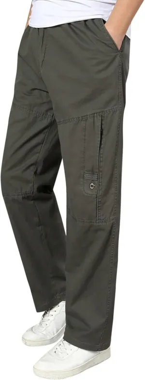 GIERIDUC Men's Water Resistant Hiking Pants Mens Loose Fit Corduroy Pants Loose Cargo Pants for Men Light Tan Corduroy Pants