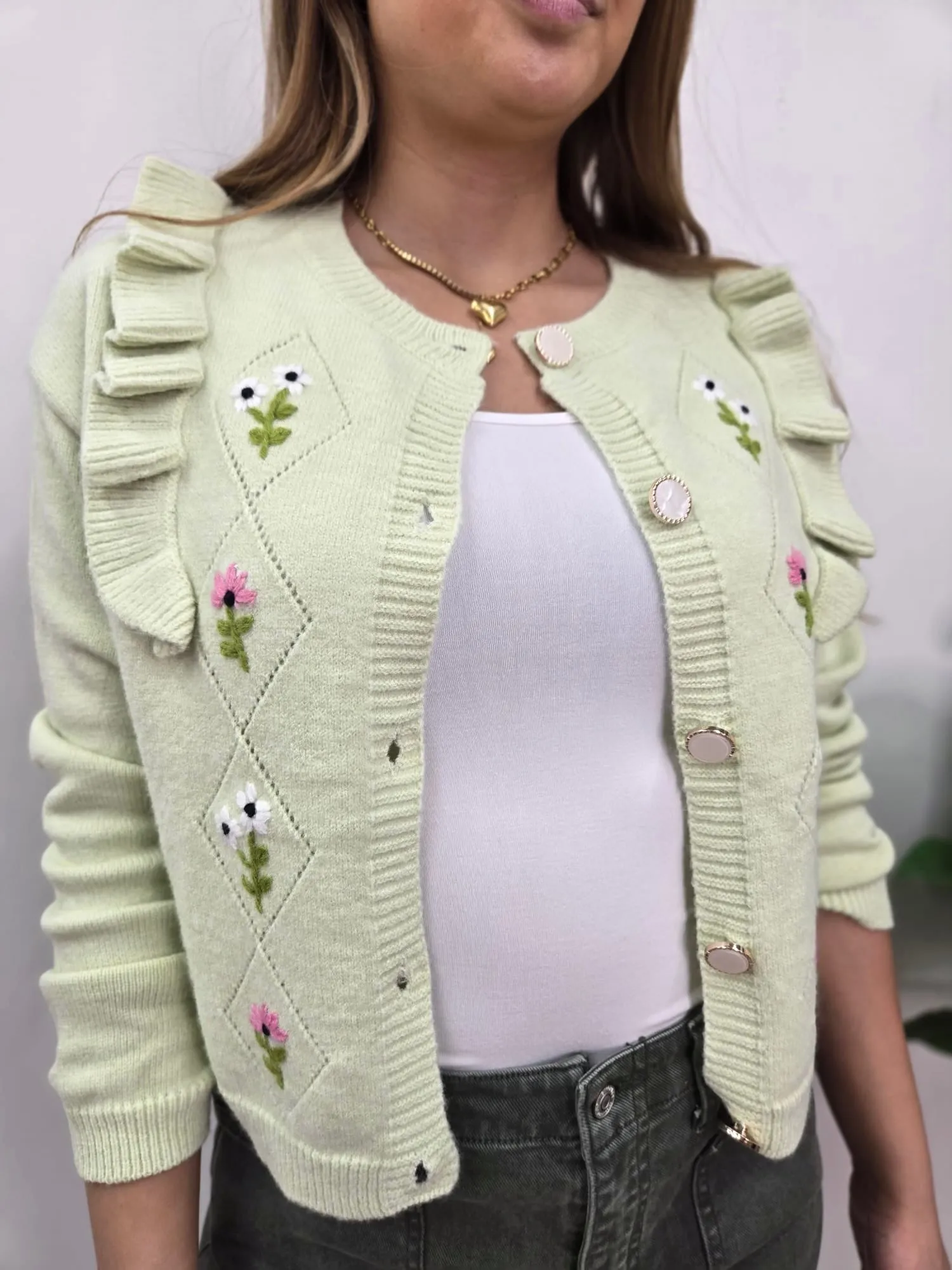 GODIVA MINT SAGE FLORAL CARDIGAN
