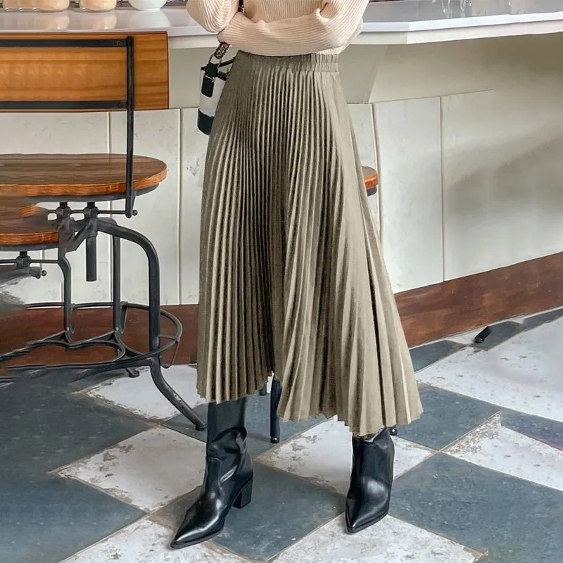 High Waist Pleated Skirt