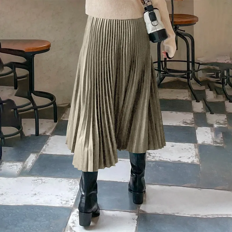 High Waist Pleated Skirt