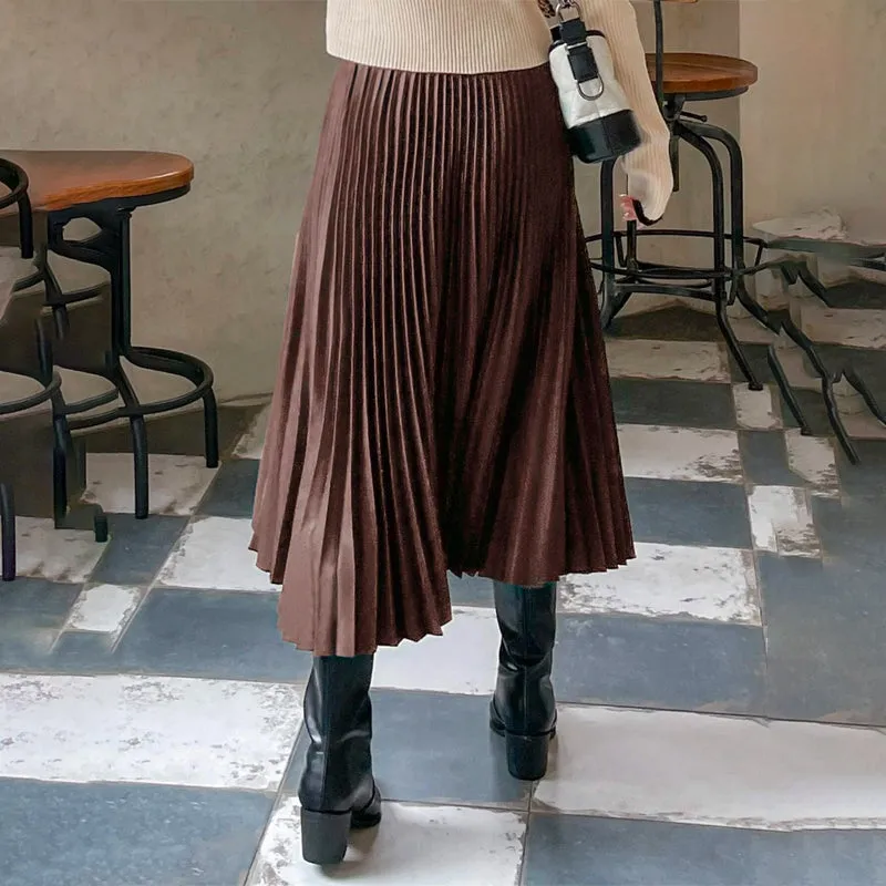 High Waist Pleated Skirt