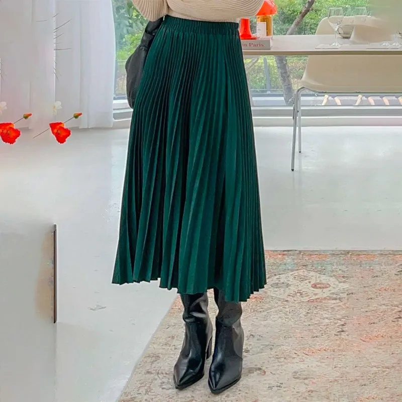 High Waist Pleated Skirt