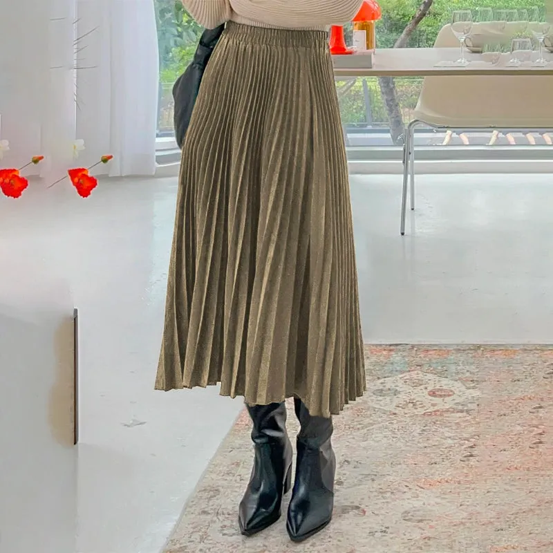 High Waist Pleated Skirt