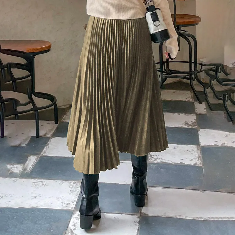 High Waist Pleated Skirt