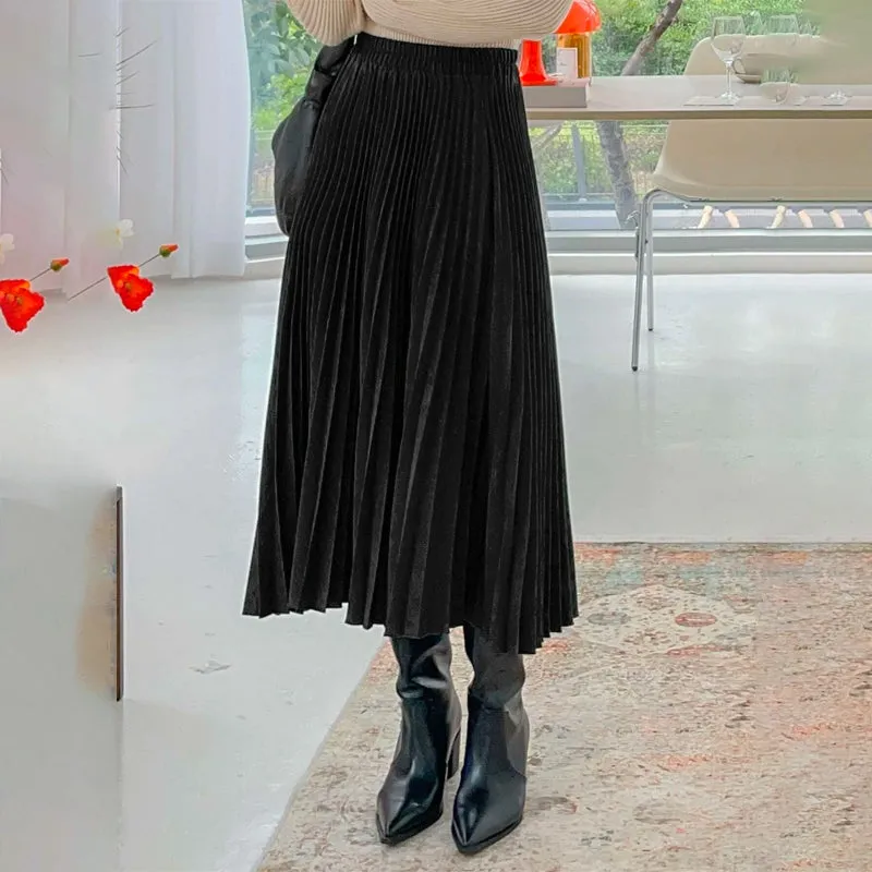 High Waist Pleated Skirt