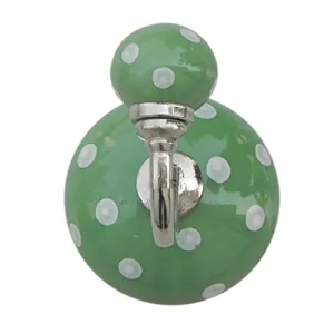 Indianshelf Handmade 1 Artistic Vintage Green Ceramic Dotted Wall Hooks Hangers/Clothes Hooks for Wall