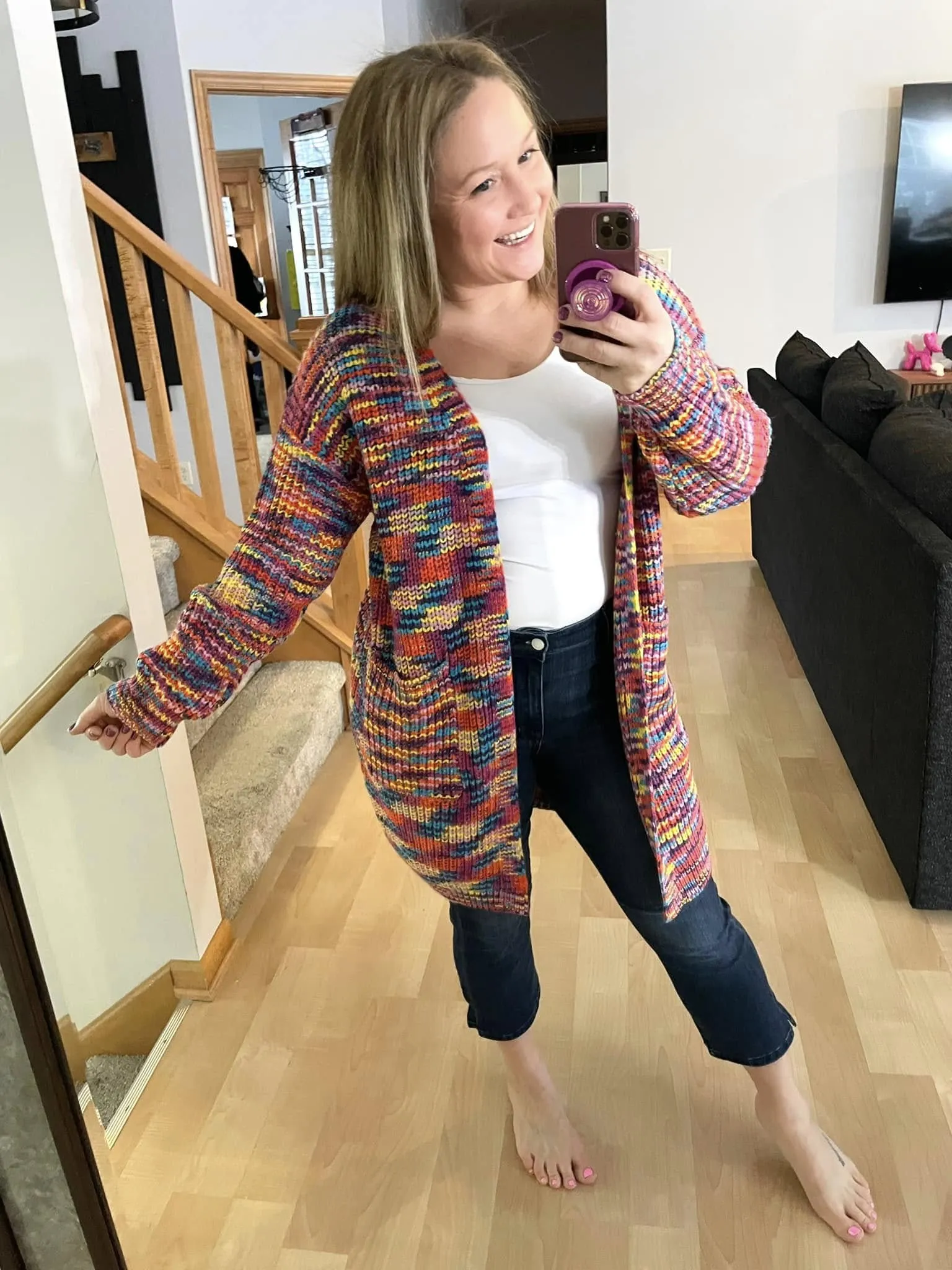 Janet Long Cardigan - Rainbow Mix