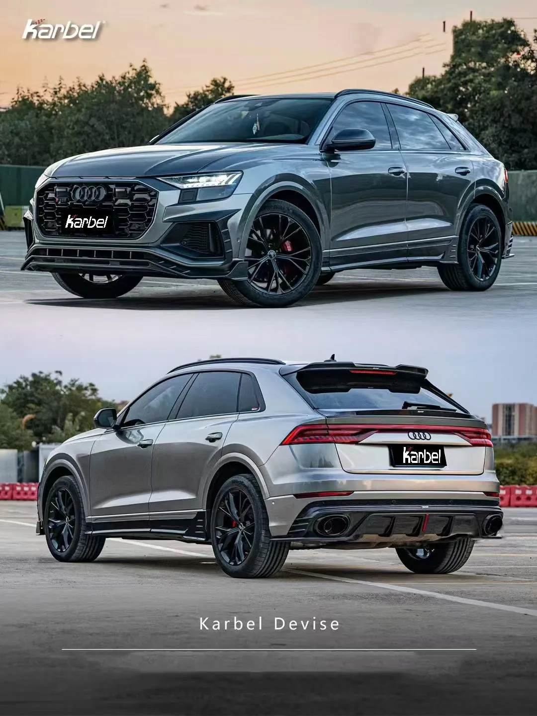 Karbel Carbon Side Skirts for Audi SQ8 Q8 2019-ON Pre-preg Carbon Fiber