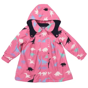 Korango Dinosaur Colour Change Rain Jacket Hot Pink