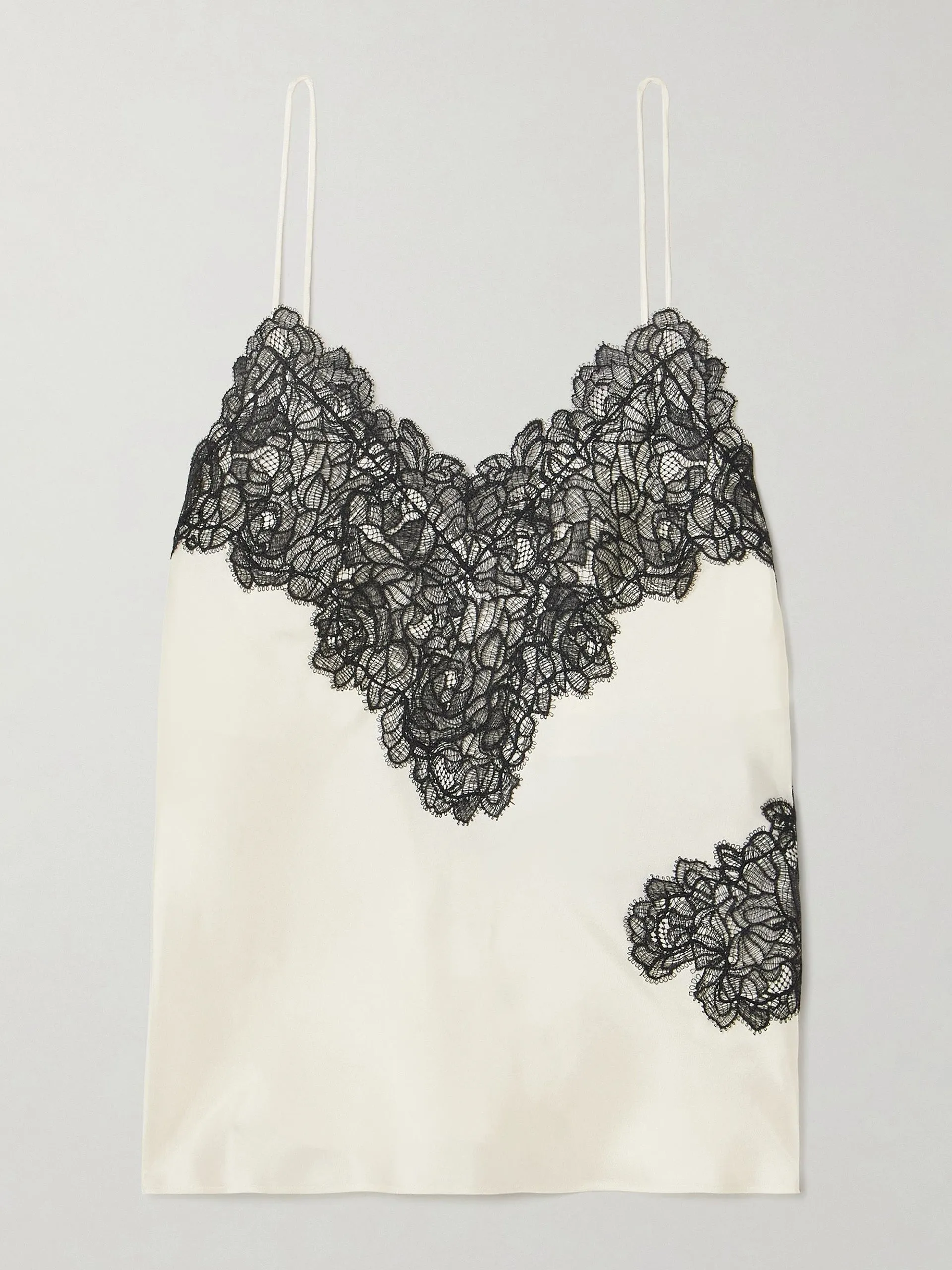 Lace-trimmed silk-twill camisole