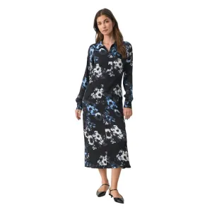 Lamiya Dress in Dark Navy Blurred Flower