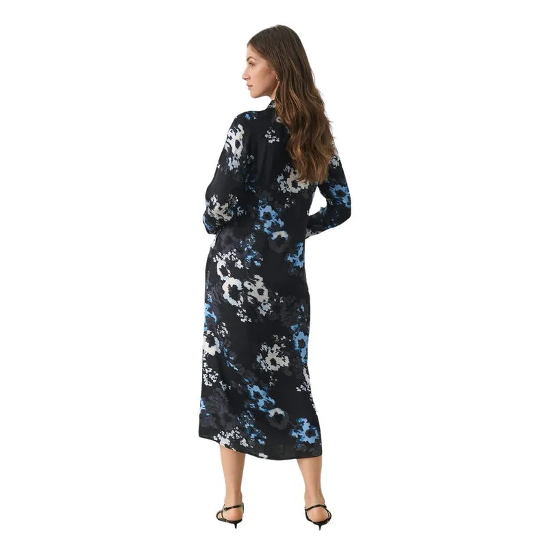 Lamiya Dress in Dark Navy Blurred Flower