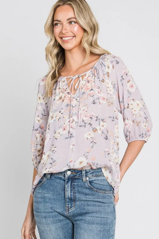 Lavender Floral Blouse