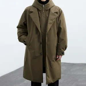 Layered Look Hooded Trench Coat