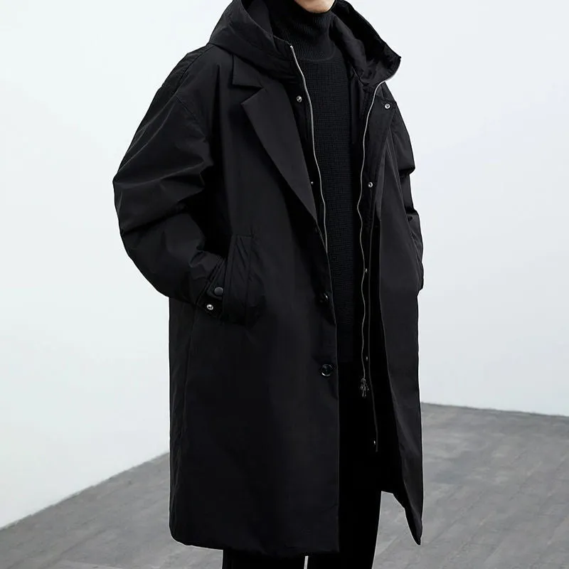 Layered Look Hooded Trench Coat