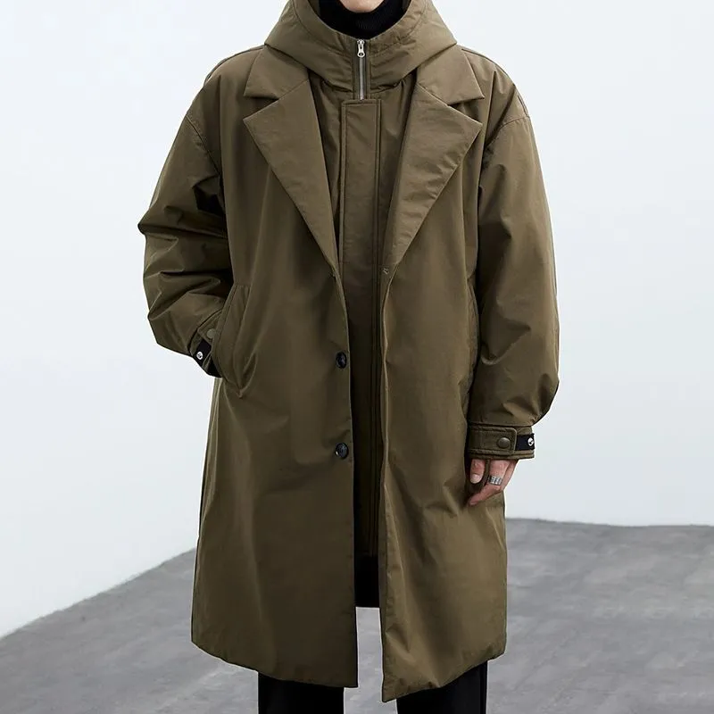 Layered Look Hooded Trench Coat