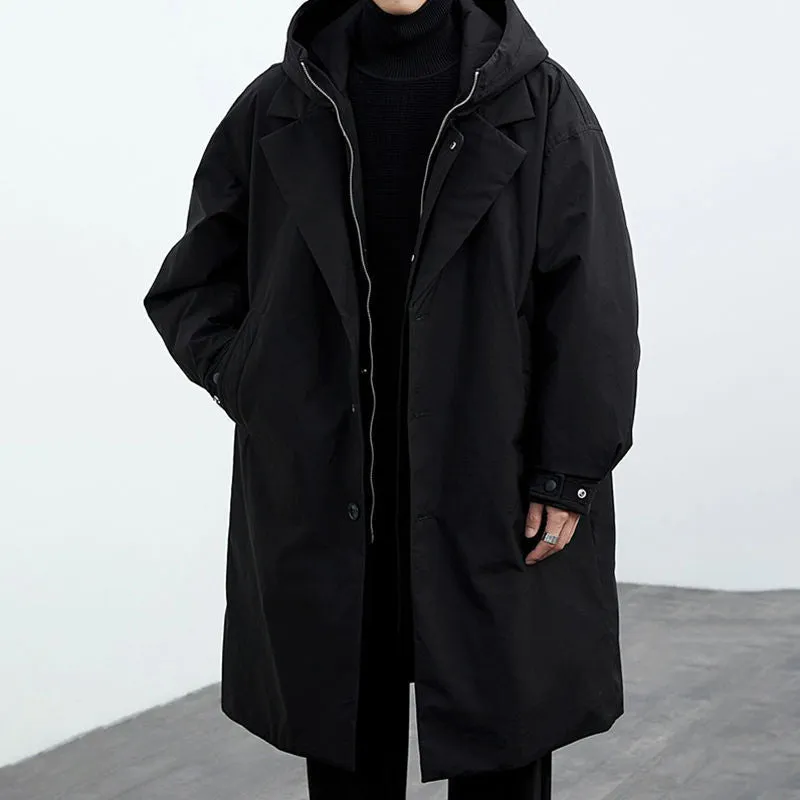 Layered Look Hooded Trench Coat