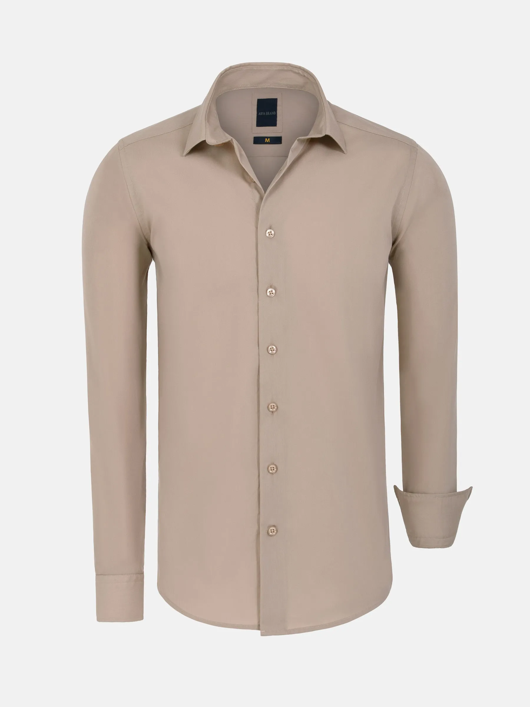Leira Solid Beige Long Sleeve Shirt