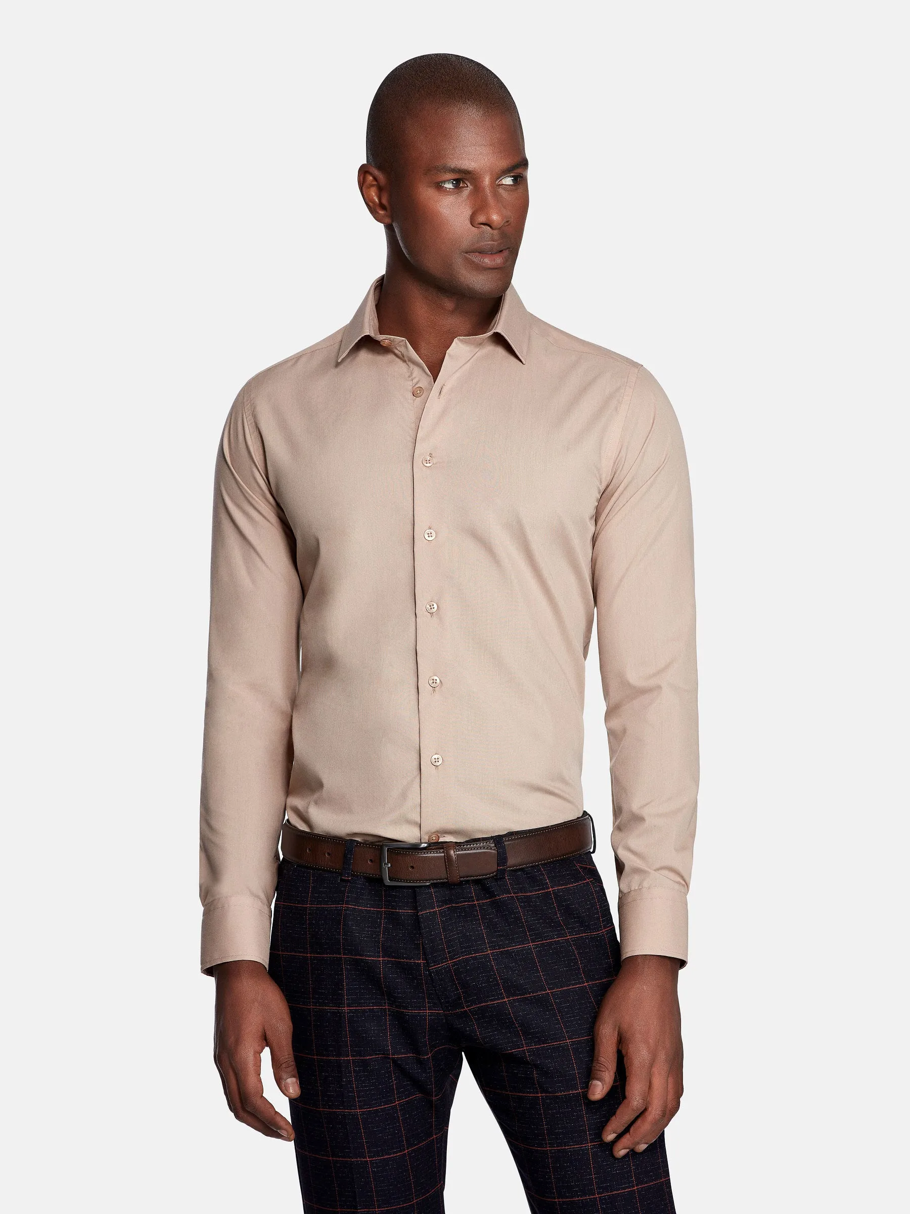 Leira Solid Beige Long Sleeve Shirt