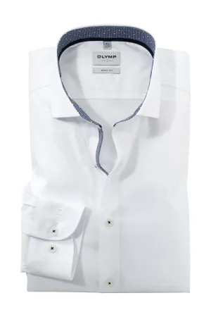 Level 5 Body Fit Plain Shirt with Trim - White