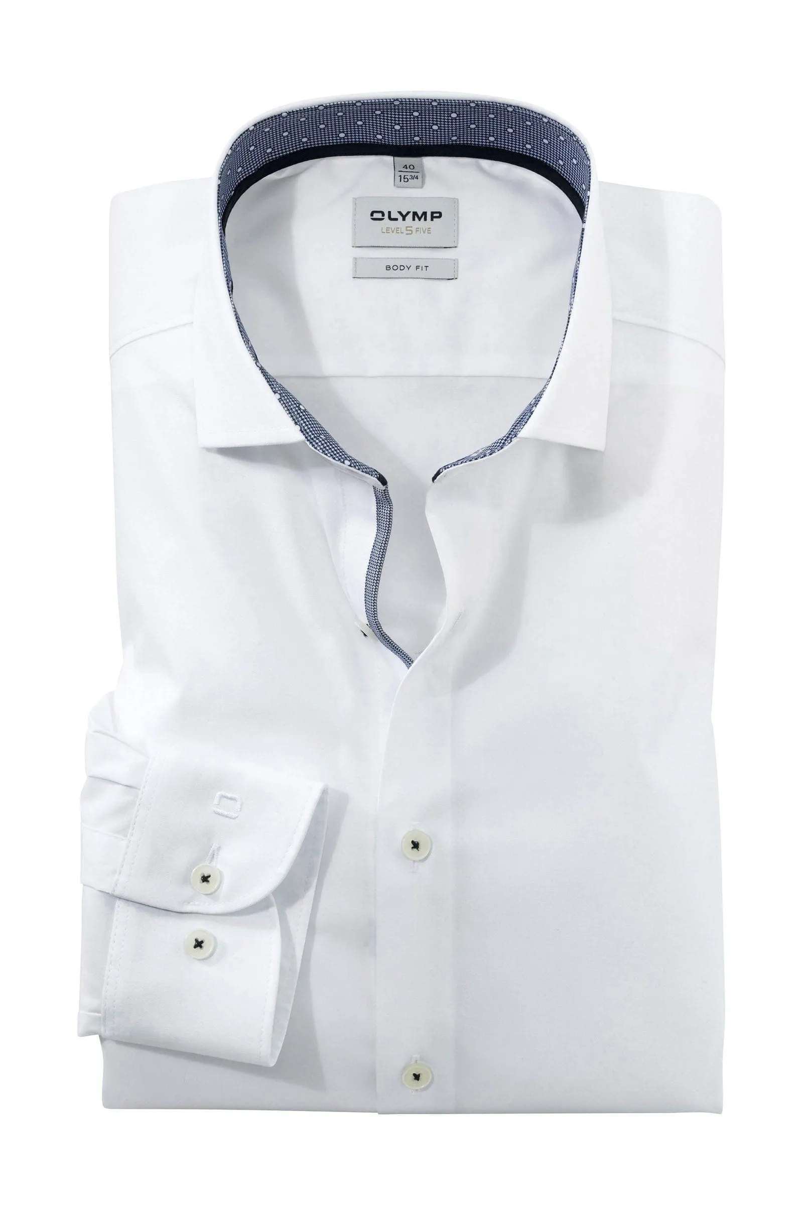Level 5 Body Fit Plain Shirt with Trim - White