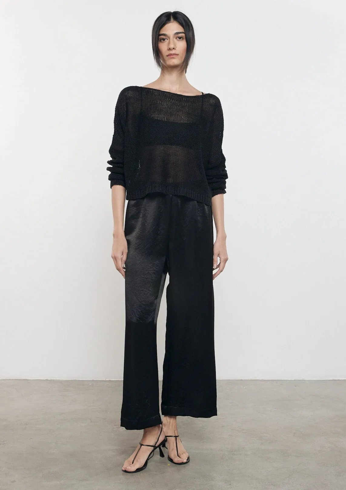 Linen Open Knit Bateau Sweater