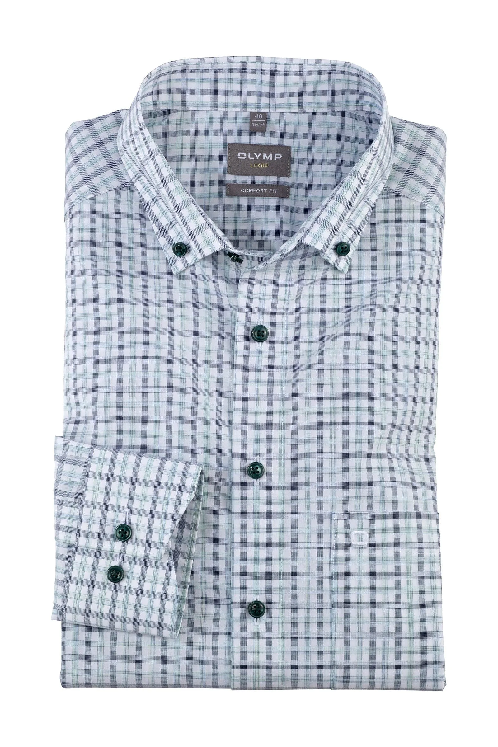 Luxor Comfort Fit Check Button-Down Shirt - Green/Blue