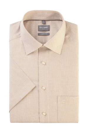 Luxor Comfort Fit Plain Short Sleeve Shirt - Taupe