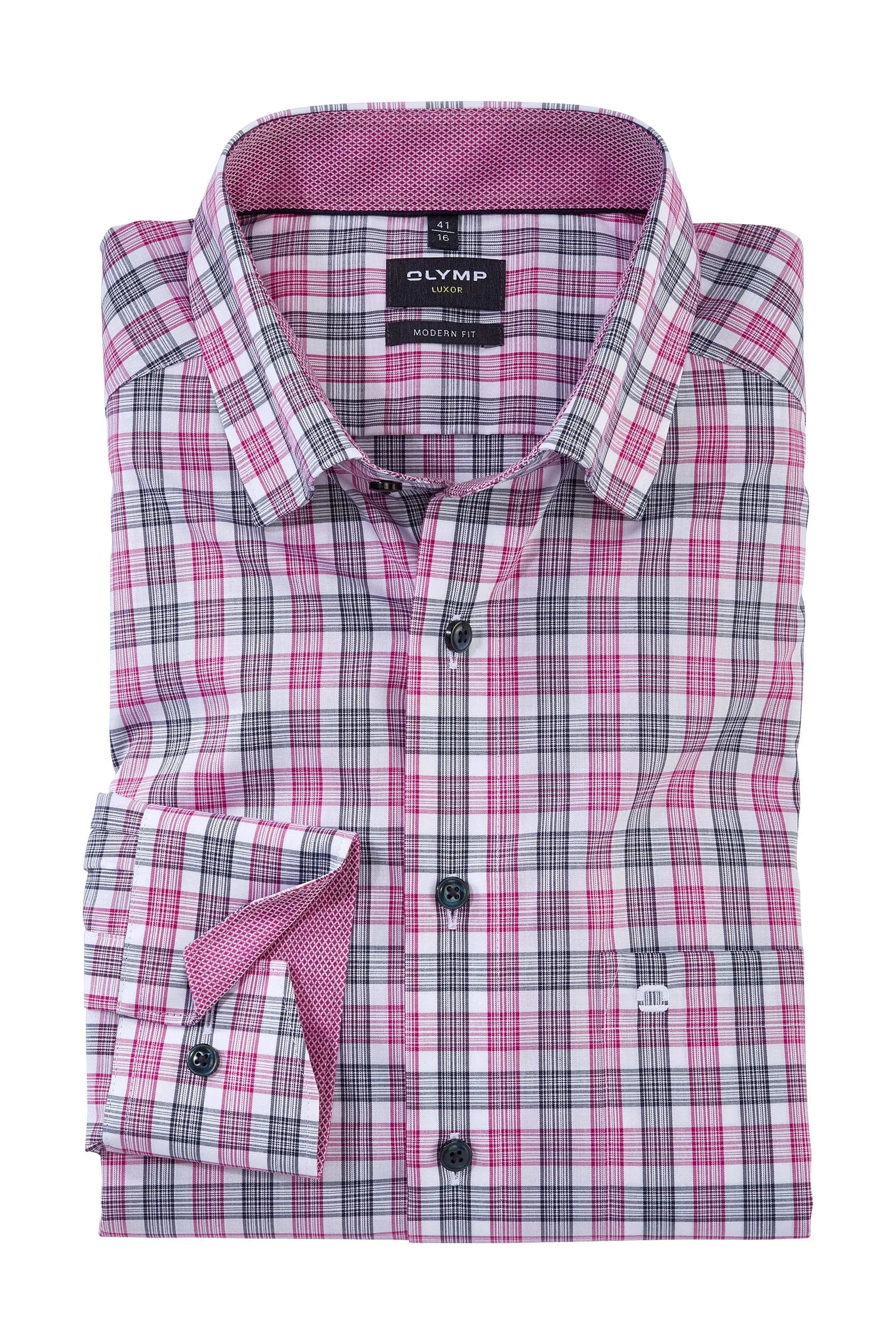 Luxor Modern Fit Check Shirt - Fuchsia