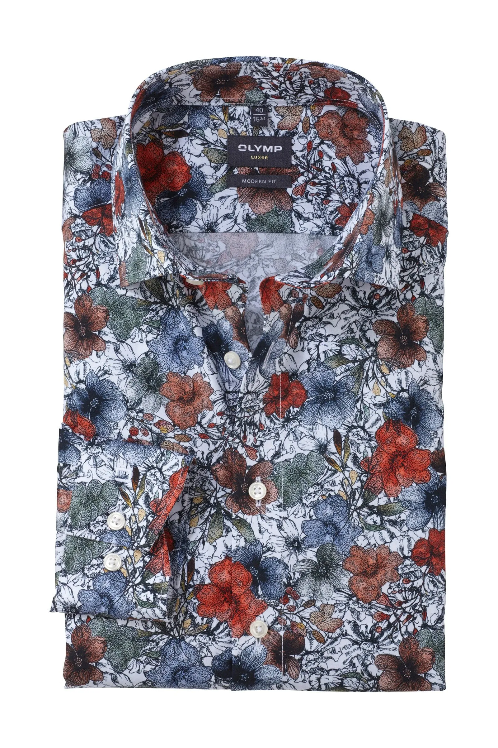Luxor Modern Fit Colour Pop Floral Shirt - White/Blue