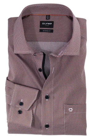 Luxor Modern Fit Honeycomb Print Shirt - Navy/Orange