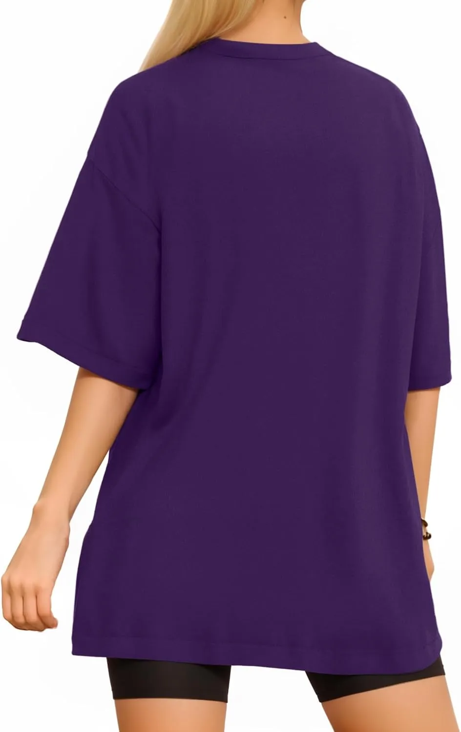 MANGOPOP Women's Oversized T Shirts Short Sleeve Crewneck Loose Fit Tops Summer Basic Tee