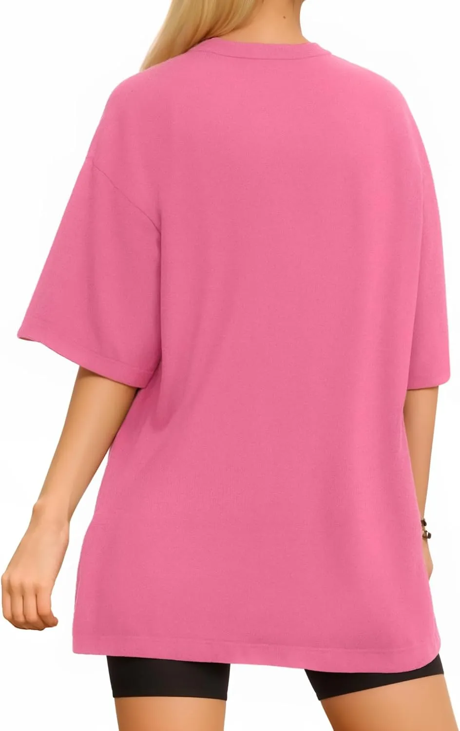 MANGOPOP Women's Oversized T Shirts Short Sleeve Crewneck Loose Fit Tops Summer Basic Tee
