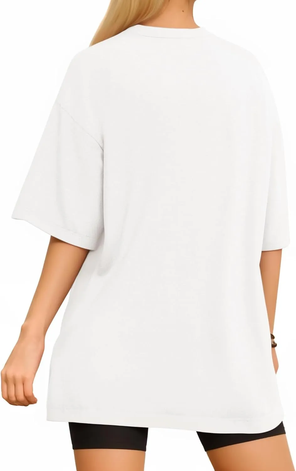 MANGOPOP Women's Oversized T Shirts Short Sleeve Crewneck Loose Fit Tops Summer Basic Tee