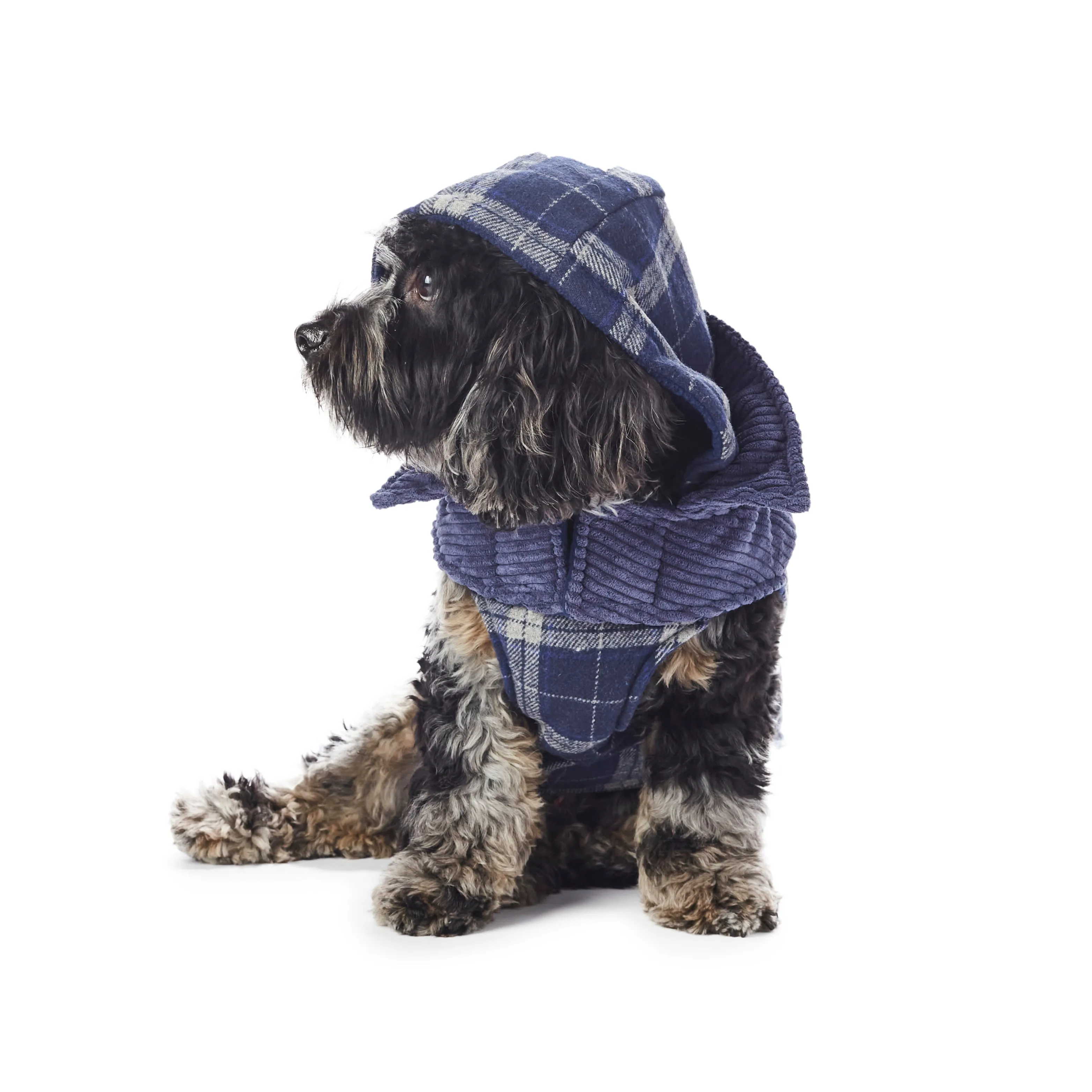 Melton Plaid Corduroy Vest with Hood