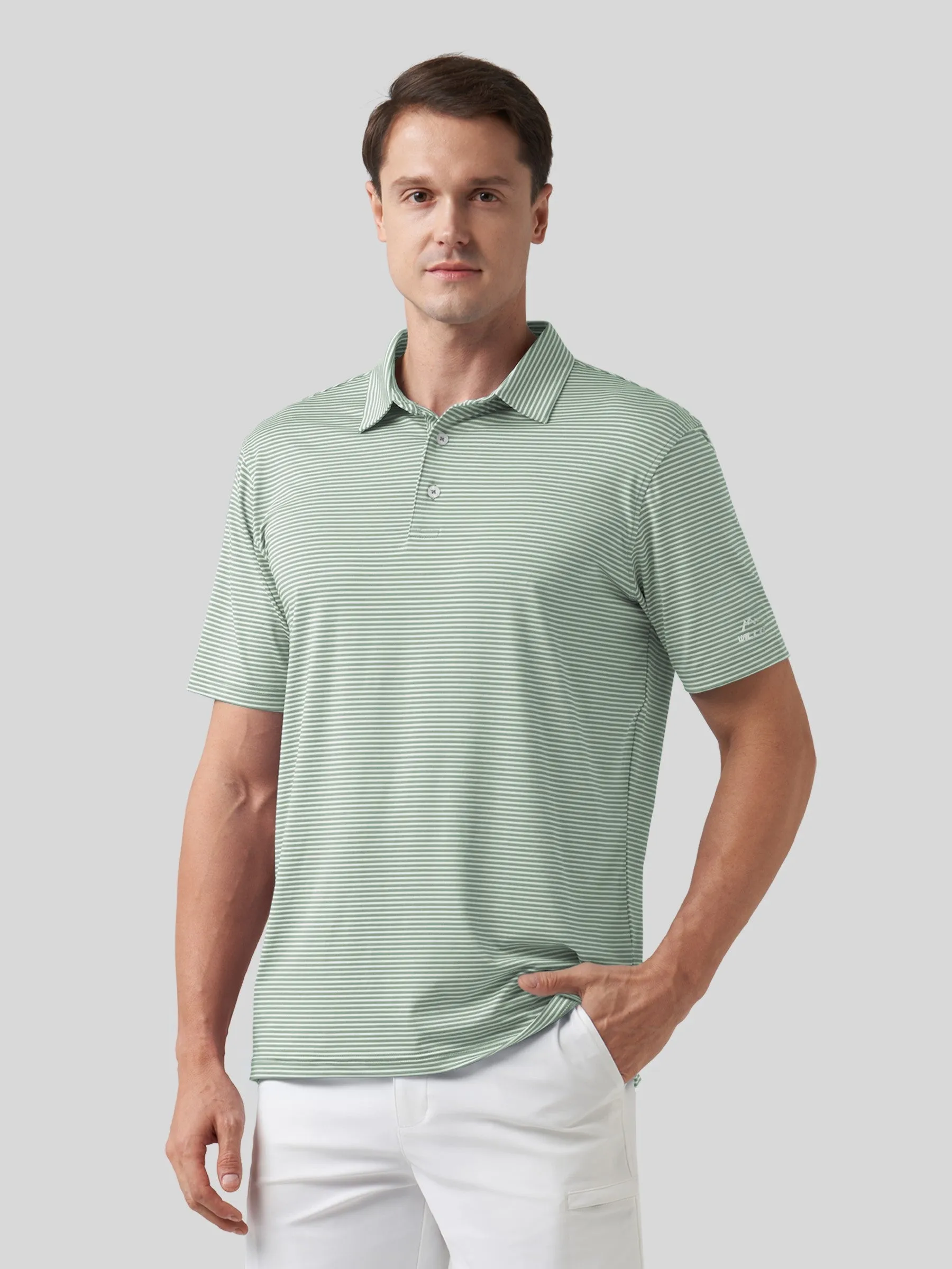 Men's Casual Striped Golf Polo Shirts