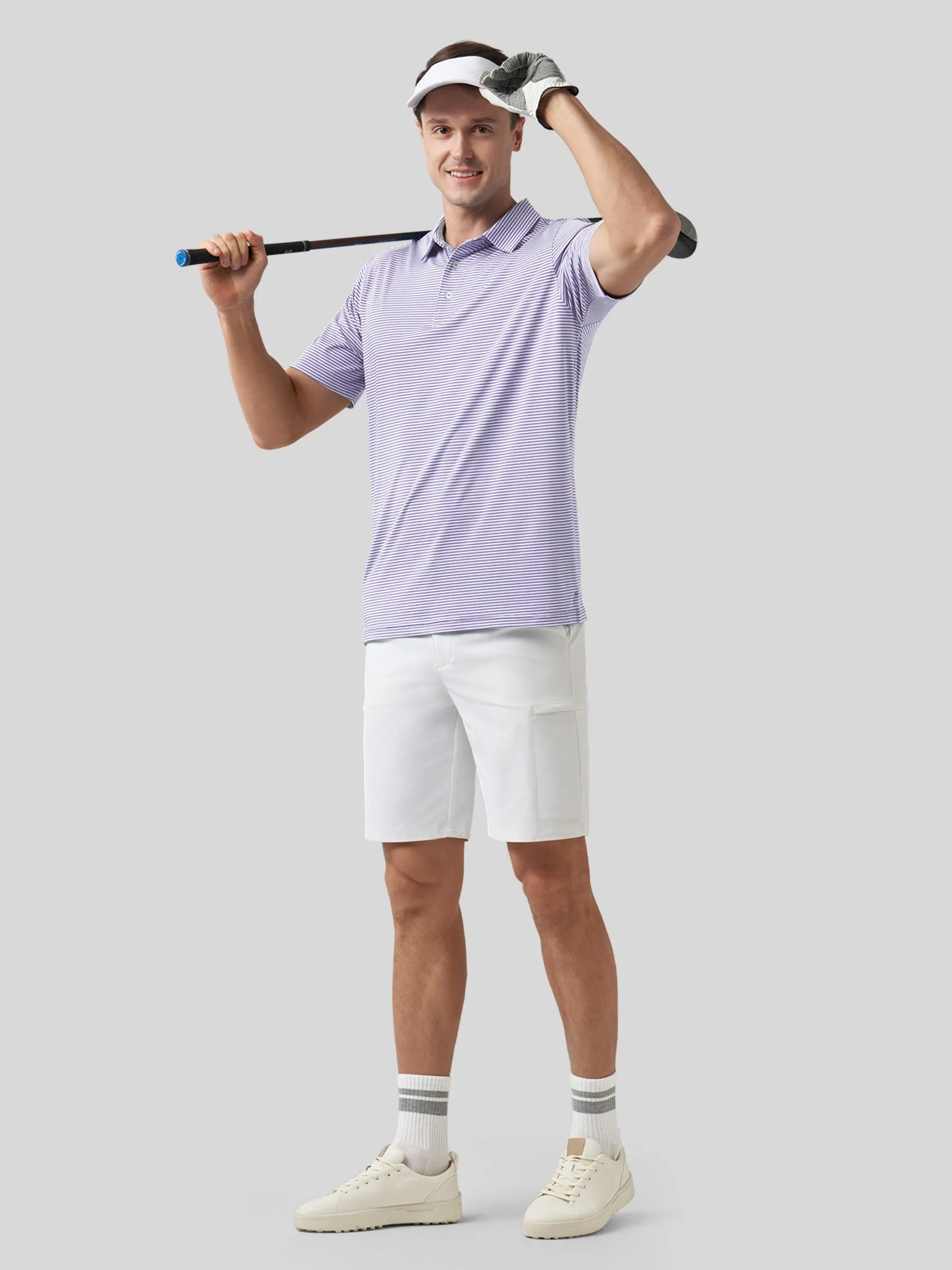 Men's Casual Striped Golf Polo Shirts