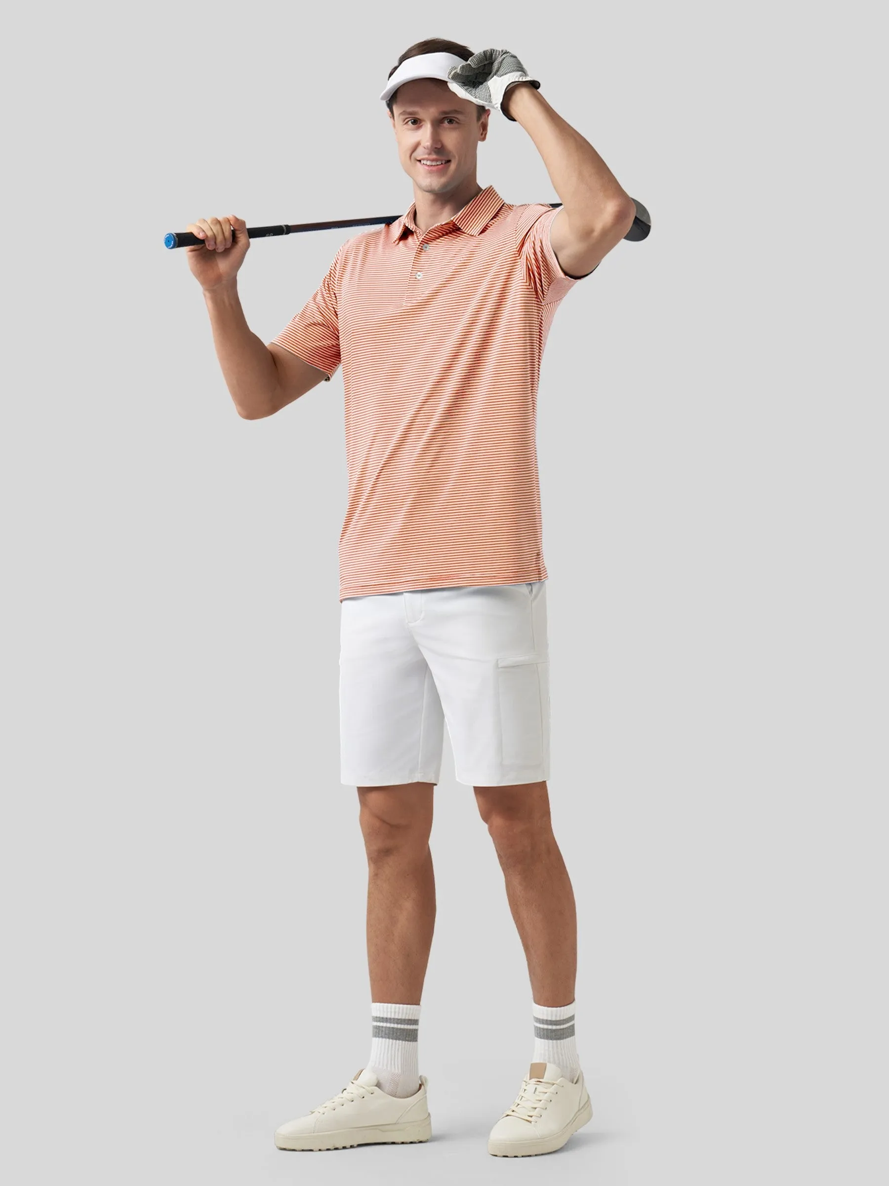 Men's Casual Striped Golf Polo Shirts