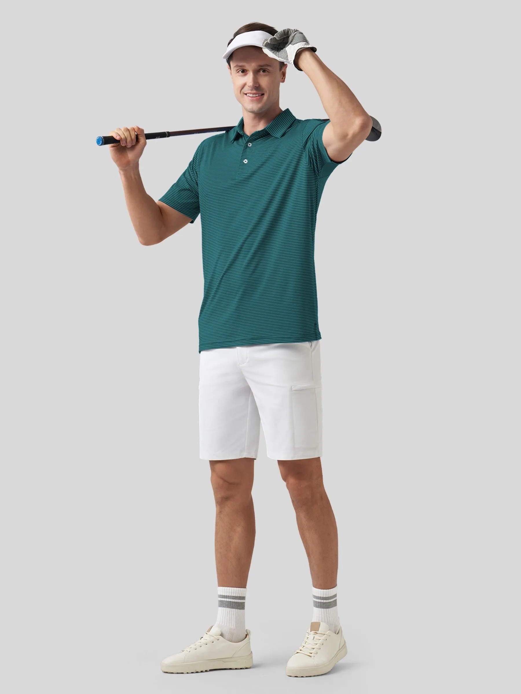 Men's Casual Striped Golf Polo Shirts
