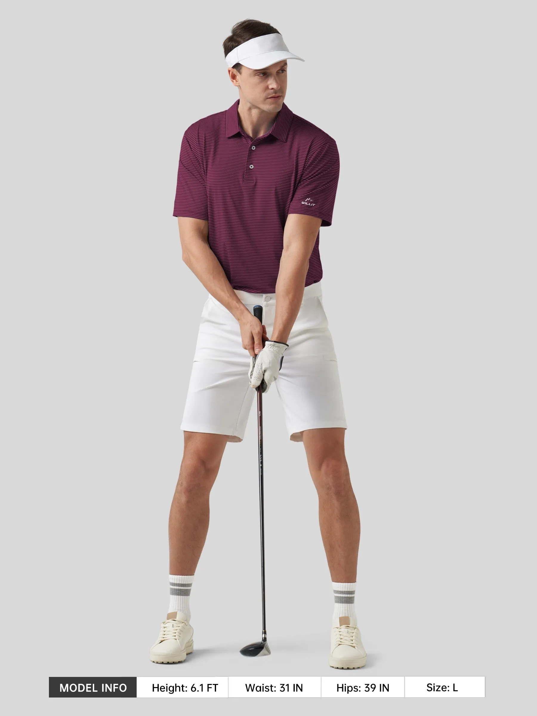 Men's Casual Striped Golf Polo Shirts