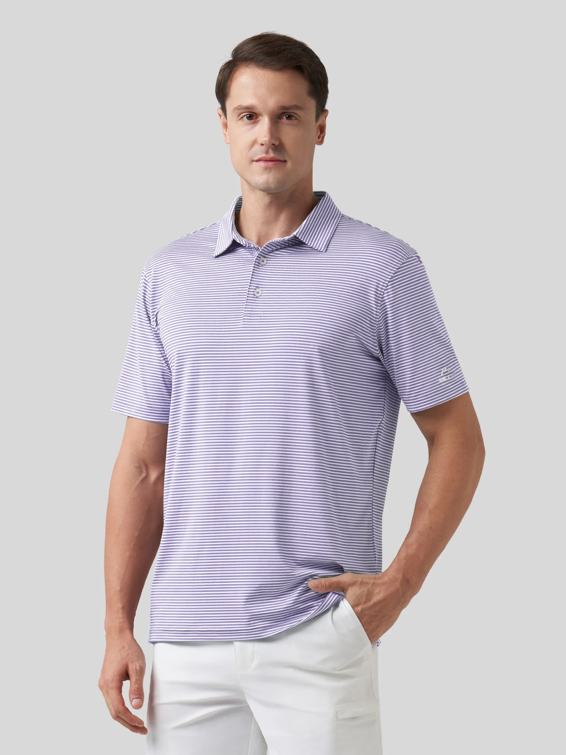 Men's Casual Striped Golf Polo Shirts