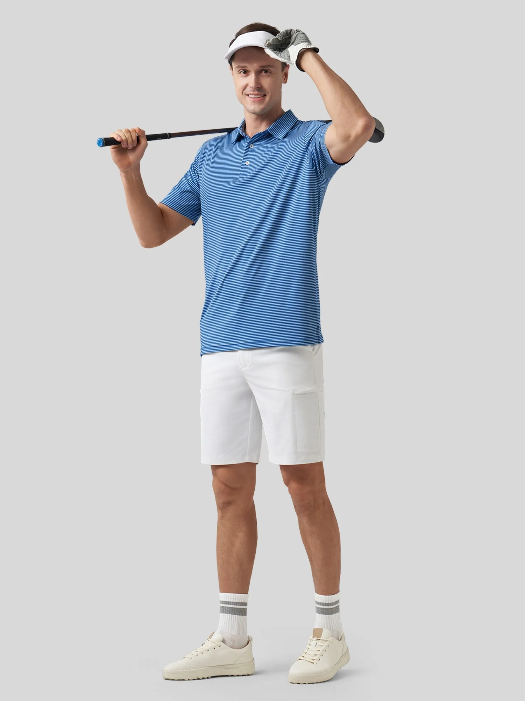 Men's Casual Striped Golf Polo Shirts