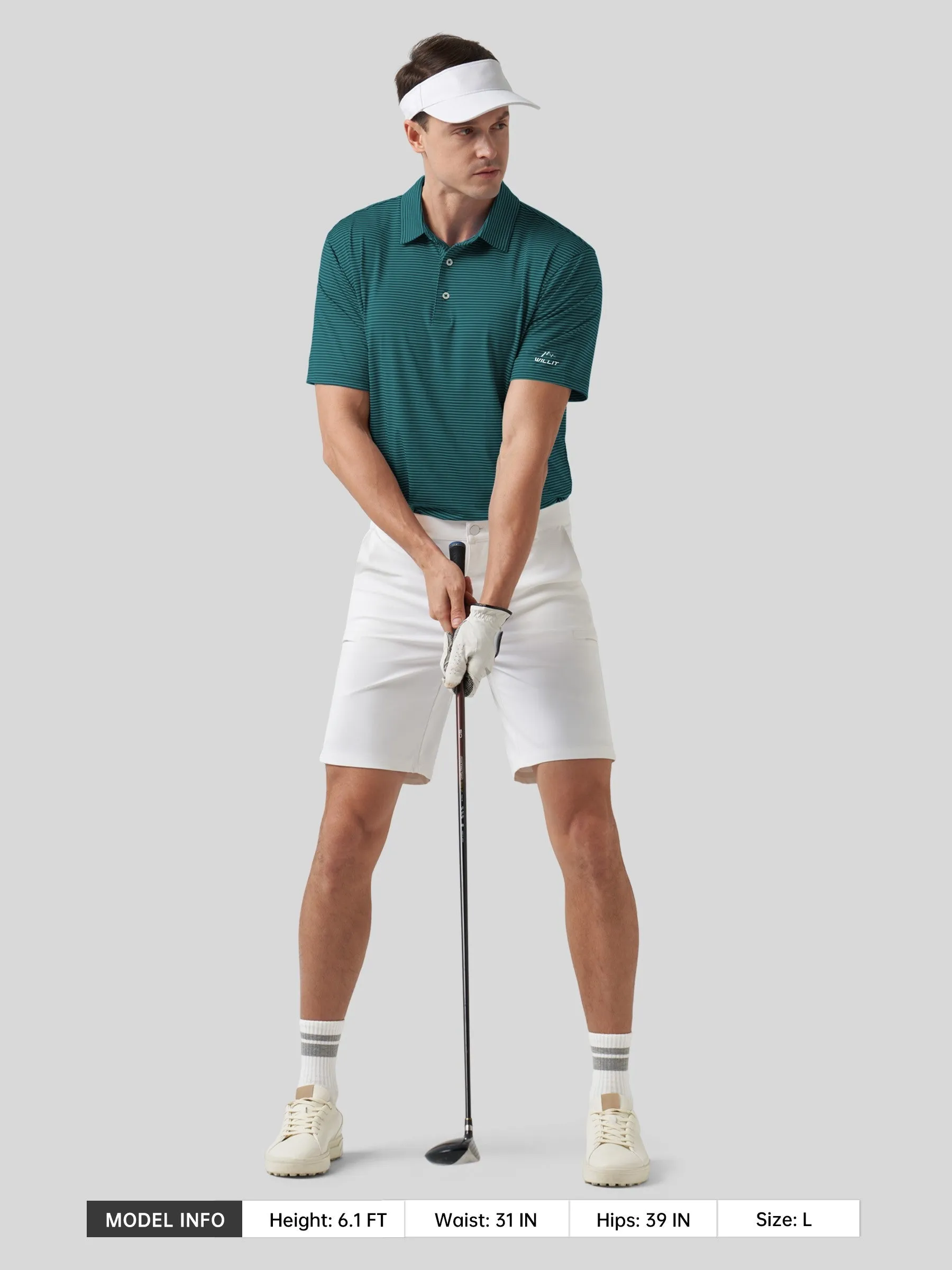 Men's Casual Striped Golf Polo Shirts