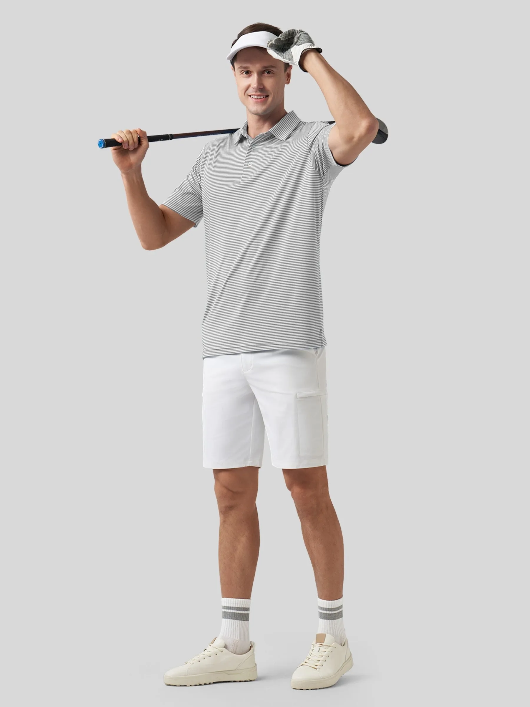 Men's Casual Striped Golf Polo Shirts