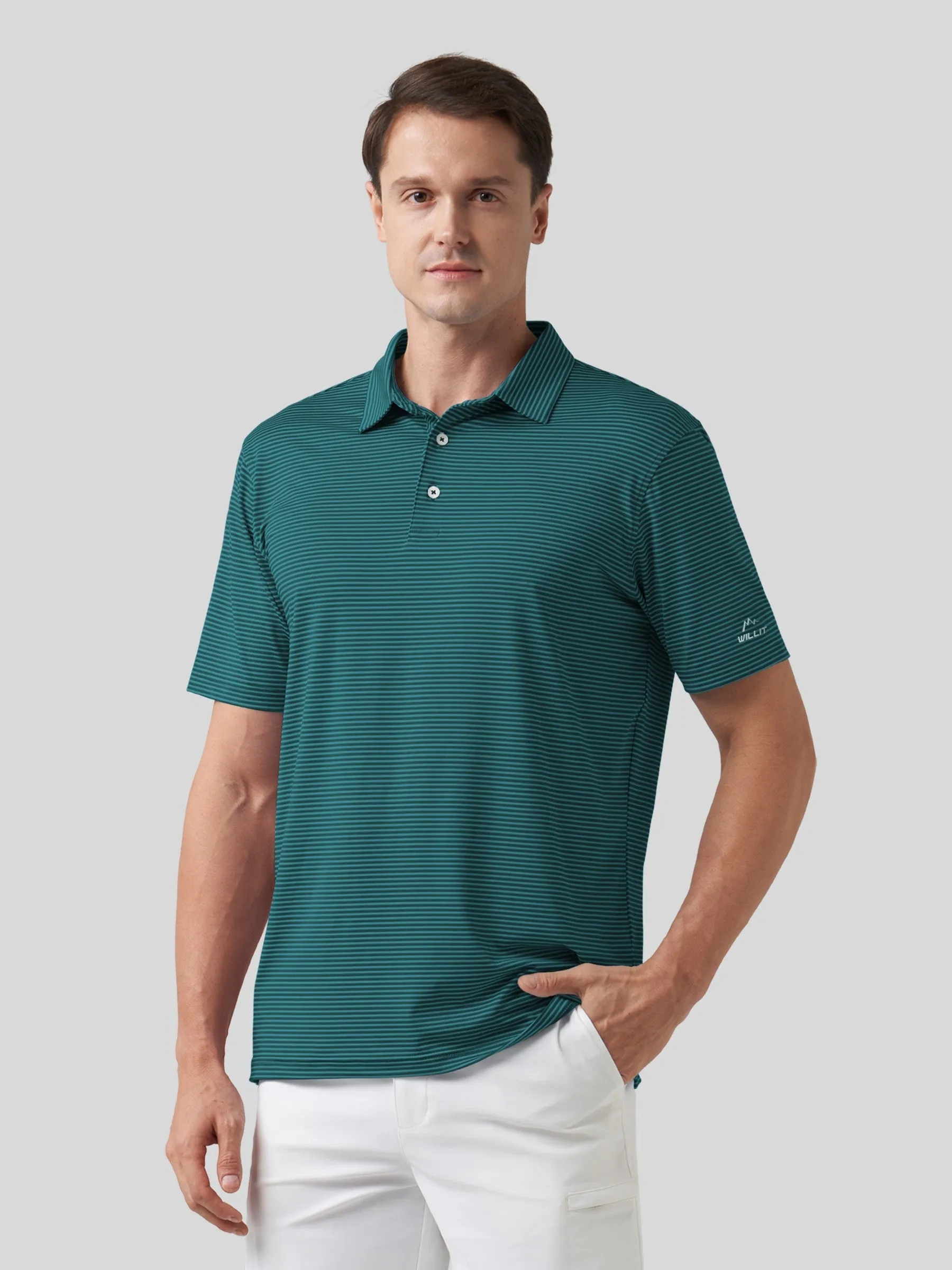 Men's Casual Striped Golf Polo Shirts