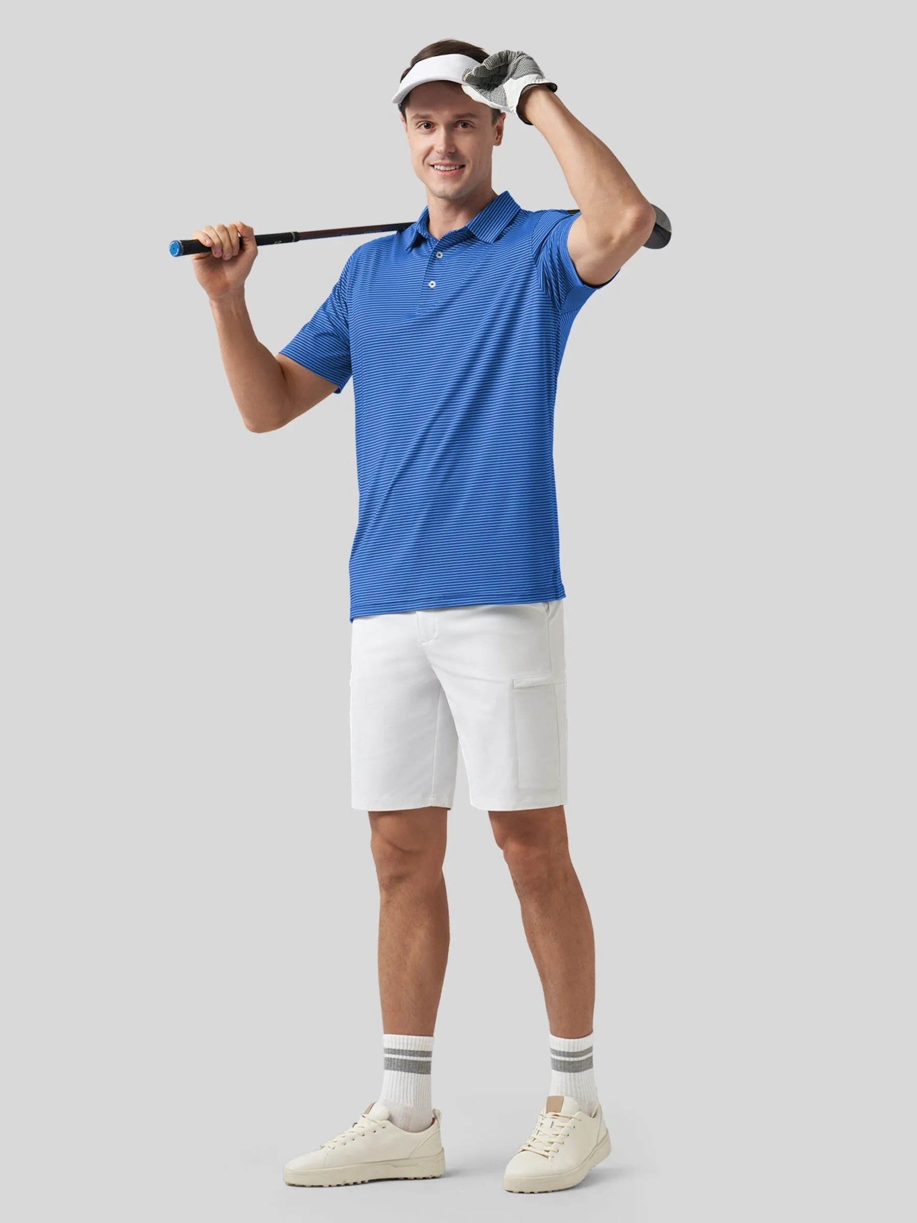Men's Casual Striped Golf Polo Shirts